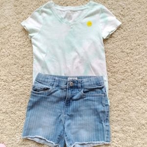 Old Navy Blue White Tie Dye High Low Top